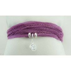 Crystal with silk bracelet/necklace (light pink)